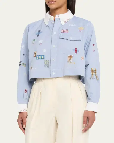 Sea Claira Embroidered Button-Front Shirt | Thumbnail 4