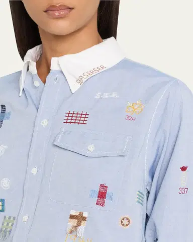 Sea Claira Embroidered Button-Front Shirt | Thumbnail 5
