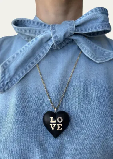 Haute Victoire LOVE Ebony and Diamond Pendant | Thumbnail 2