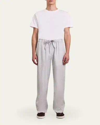Frescobol Carioca Men's Oscar Linen & Cotton Drawstring Trousers | Thumbnail 2 Frescobol Carioca Men's Oscar Linen & Cotton Drawstring Trousers | Thumbnail 2
