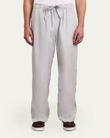 Frescobol Carioca Men's Oscar Linen & Cotton Drawstring Trousers | Thumbnail 3 Frescobol Carioca Men's Oscar Linen & Cotton Drawstring Trousers | Thumbnail 3