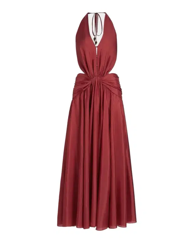 Zimmermann Indra Plunge Halter Maxi Dress