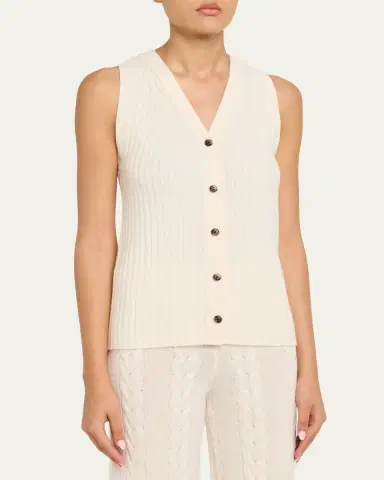 Lisa Yang Maiko Cashmere Rib Button-Front Tank Top | Thumbnail 4 Lisa Yang Maiko Cashmere Rib Button-Front Tank Top | Thumbnail 4