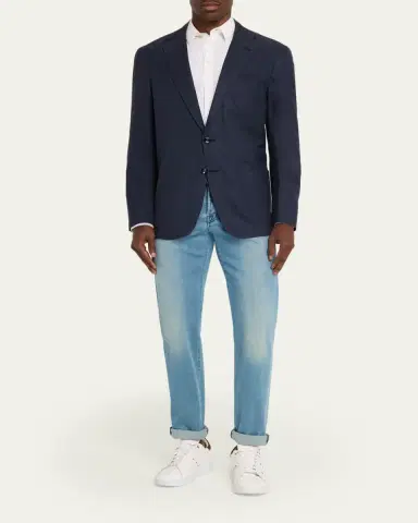 Kiton Men's Washed Cashmere Single-Breasted Jacket | Thumbnail 2