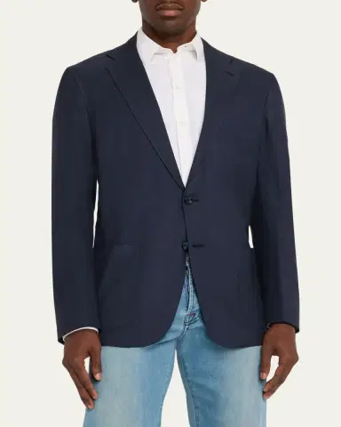 Kiton Men's Washed Cashmere Single-Breasted Jacket | Thumbnail 4