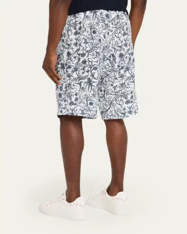 Kiton Men's Printed Linen Drawstring Shorts | Thumbnail 3