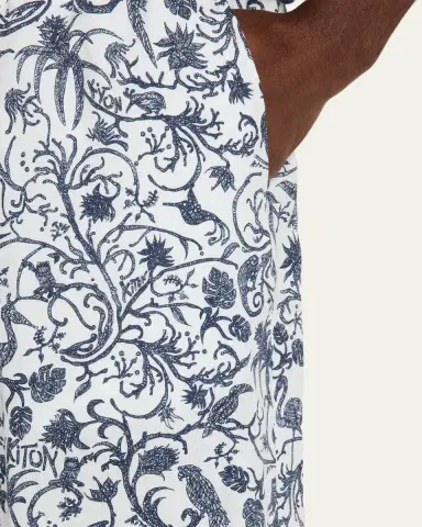 Kiton Men's Printed Linen Drawstring Shorts | Thumbnail 5