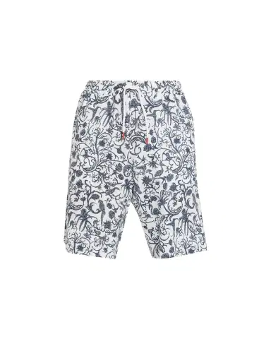 Kiton Men's Printed Linen Drawstring Shorts | Thumbnail 1