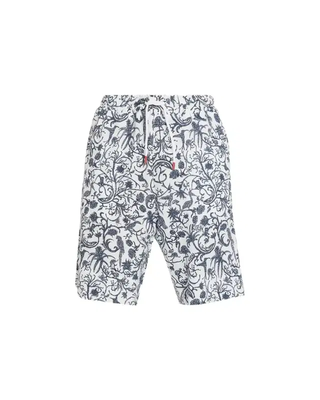Men's Printed Linen Drawstring Shorts