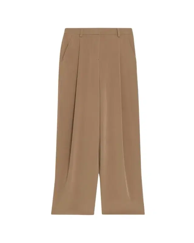 High-Rise Pleated Straight-Leg Trousers