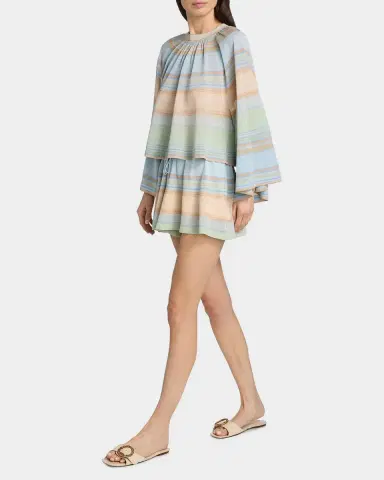 Zimmermann Indra Stripe Bell-Sleeve Top | Thumbnail 2
