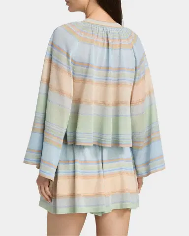 Zimmermann Indra Stripe Bell-Sleeve Top | Thumbnail 3