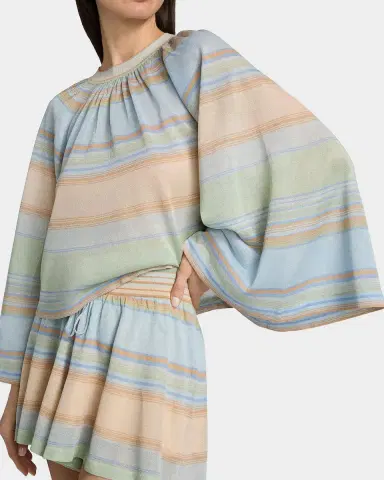 Zimmermann Indra Stripe Bell-Sleeve Top | Thumbnail 5