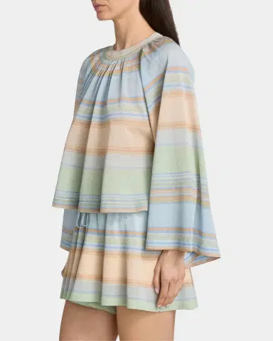 Zimmermann Indra Stripe Bell-Sleeve Top | Thumbnail 7