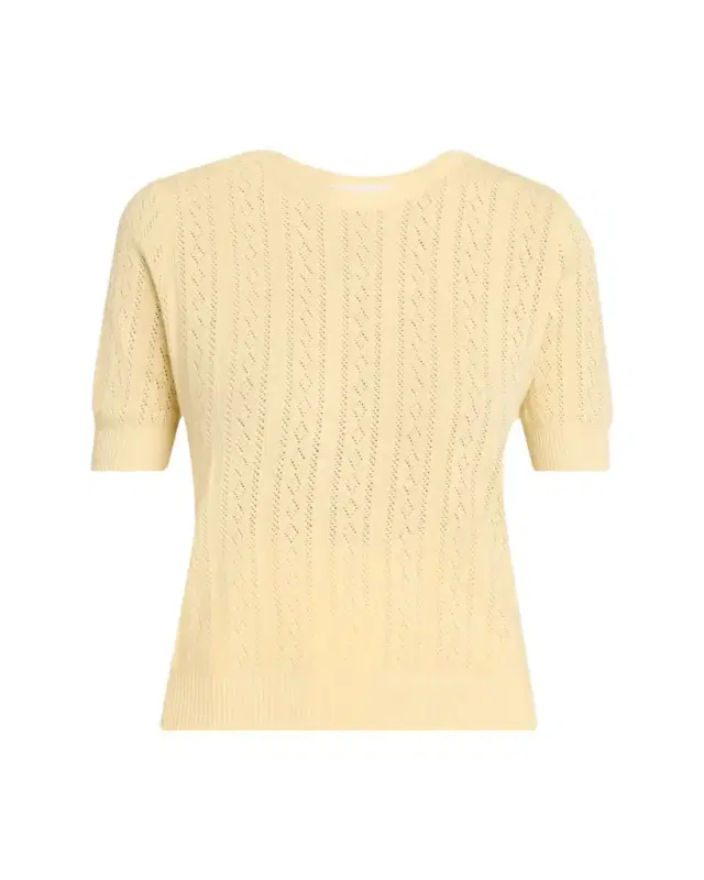Nika Cotton Pointelle Knit Short-Sleeve Sweater