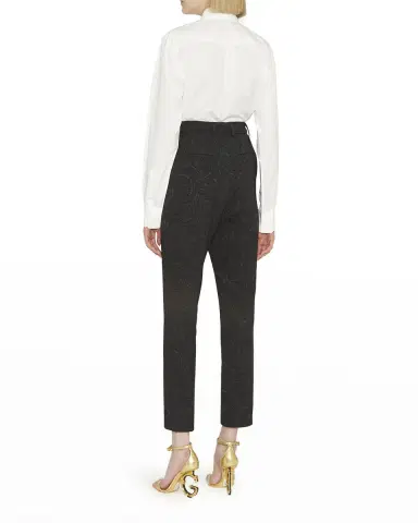 Dolce & Gabbana Jacquard High-Waisted Straight-Leg Pants | Thumbnail 4