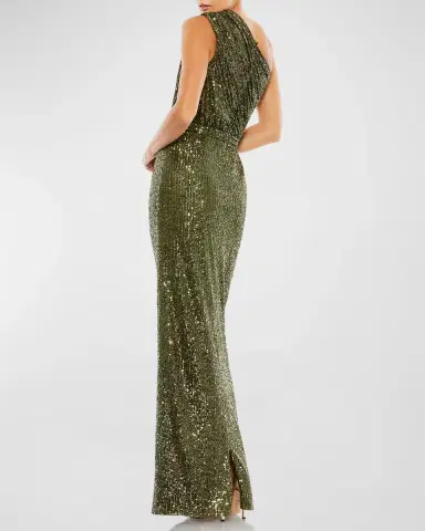 Mac Duggal Sequin One-Shoulder Column Gown | Thumbnail 3 Mac Duggal Sequin One-Shoulder Column Gown | Thumbnail 3
