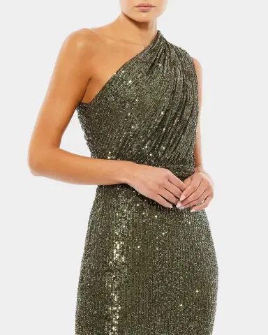 Mac Duggal Sequin One-Shoulder Column Gown | Thumbnail 4 Mac Duggal Sequin One-Shoulder Column Gown | Thumbnail 4