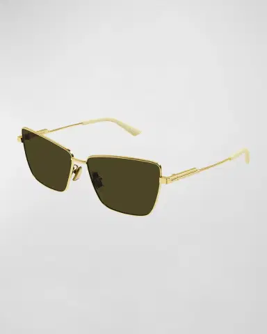 Bottega Veneta Rectangle Golden Metal Sunglasses | Thumbnail 2