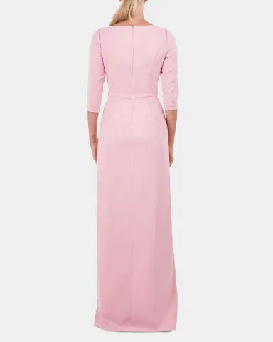 Kay Unger New York Margerite Pleated Side-Slit Column Gown | Thumbnail 3 Kay Unger New York Margerite Pleated Side-Slit Column Gown | Thumbnail 3