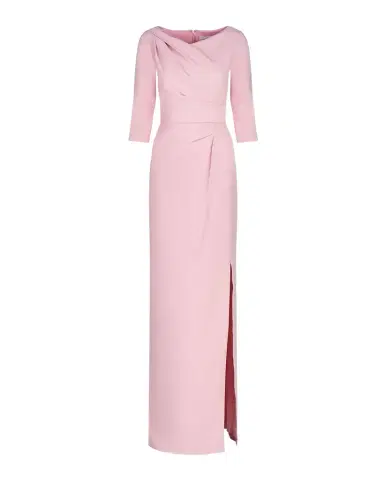 Kay Unger New York Margerite Pleated Side-Slit Column Gown | Thumbnail 1 Kay Unger New York Margerite Pleated Side-Slit Column Gown | Thumbnail 1