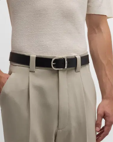 Montblanc Men 's Horseshoe Buckle Reversible Leather Belt | Thumbnail 2 Montblanc Men 's Horseshoe Buckle Reversible Leather Belt | Thumbnail 2