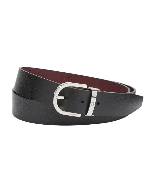 Montblanc Men 's Horseshoe Buckle Reversible Leather Belt