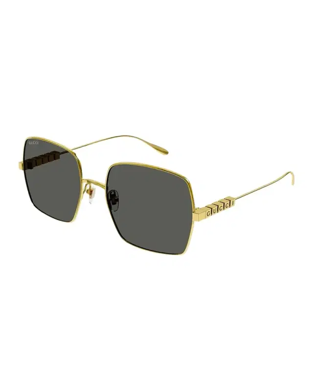 Gucci Block Logo Metal Alloy Square Sunglasses