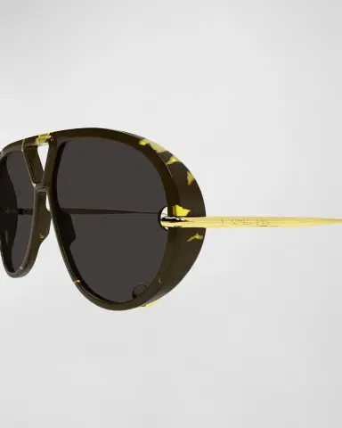 Bottega Veneta Geometric Acetate & Metal Alloy Aviator Sunglasses | Thumbnail 3 Bottega Veneta Geometric Acetate & Metal Alloy Aviator Sunglasses | Thumbnail 3