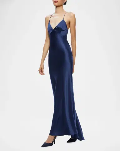 Alice + Olivia Montana Lace-Up Satin Gown | Thumbnail 2 Alice + Olivia Montana Lace-Up Satin Gown | Thumbnail 2