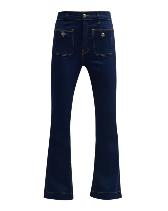 Veronica Beard Carson High Rise Ankle Flare Jeans with Patch Pockets