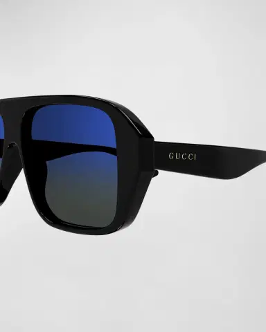 Gucci Men's Oversized Plastic Rectangle Sunglasses | Thumbnail 2 Gucci Men's Oversized Plastic Rectangle Sunglasses | Thumbnail 2