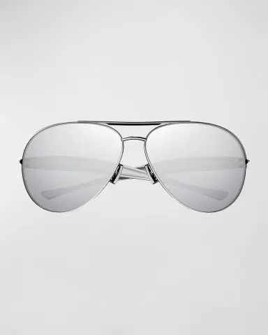 Bottega Veneta Curved Metal Aviator Sunglasses | Thumbnail 2