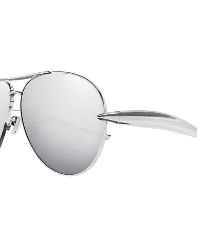 Bottega Veneta Curved Metal Aviator Sunglasses | Thumbnail 1