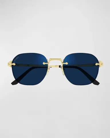 Cartier Men 's Rimless Metal Oval Sunglasses | Thumbnail 4 Cartier Men 's Rimless Metal Oval Sunglasses | Thumbnail 4
