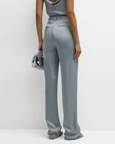 LAPOINTE High-Rise Belted Pleated Straight-Leg Doubleface Satin Pants | Thumbnail 5 LAPOINTE High-Rise Belted Pleated Straight-Leg Doubleface Satin Pants | Thumbnail 5