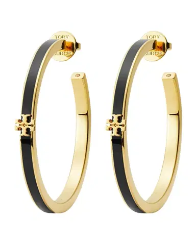 Tory Burch Icon Enamel Hoop Earrings | Thumbnail 1
