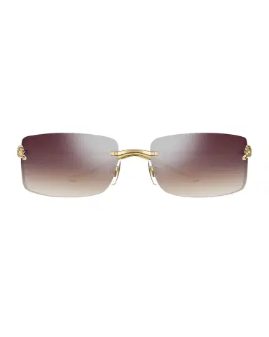 Cartier Panthère Rimless Rectangular Sunglasses in Silver Metal | Thumbnail 3