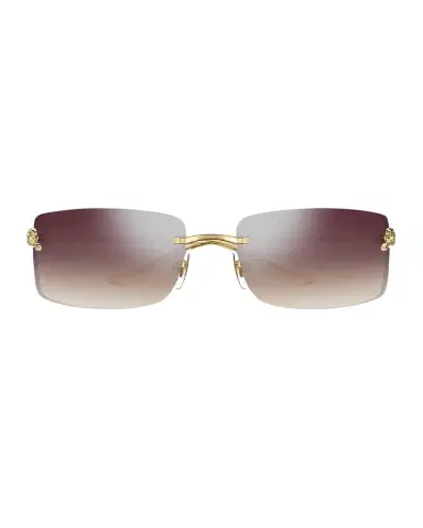 Cartier Panthère Rimless Rectangular Sunglasses in Silver Metal | Thumbnail 1