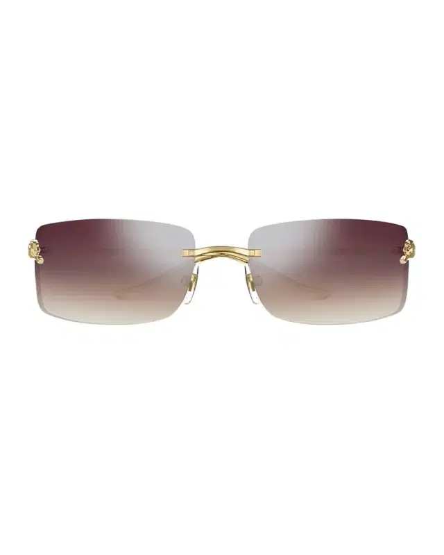 Cartier Panthère Rimless Rectangular Sunglasses in Silver Metal