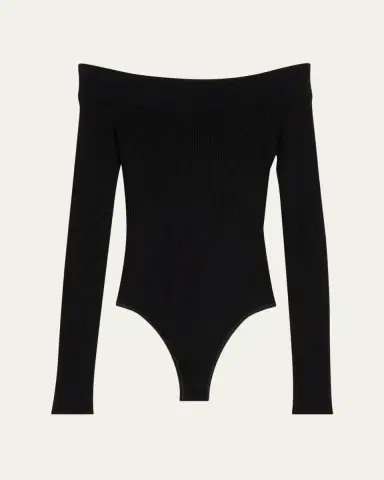 Alaïa Off-The-Shoulder Long-Sleeve Rib Bodysuit | Thumbnail 5 Alaïa Off-The-Shoulder Long-Sleeve Rib Bodysuit | Thumbnail 5