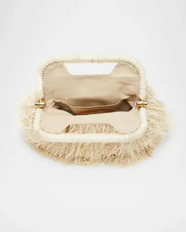 POOLSIDE The Flamands Mini Fringe Raffia Top-Handle Bag | Thumbnail 2