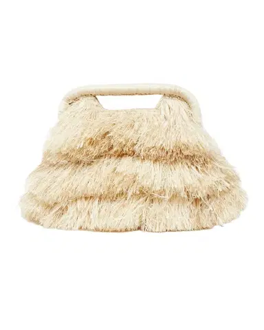 POOLSIDE The Flamands Mini Fringe Raffia Top-Handle Bag | Thumbnail 1