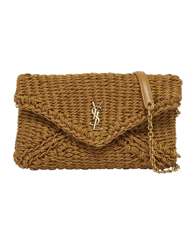 Cassandre Small YSL Clutch Bag in Raffia