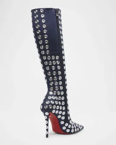 Christian Louboutin 100mm Miss Z Crystal Silk Knee Boots | Thumbnail 2 Christian Louboutin 100mm Miss Z Crystal Silk Knee Boots | Thumbnail 2