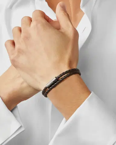 Tateossian Men 's Pop Rigato Leather Bracelet | Thumbnail 2