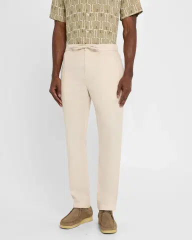 Frescobol Carioca Men's Oscar Linen and Cotton Drawstring Chino Trousers | Thumbnail 4