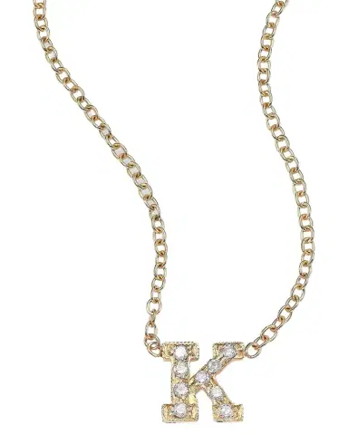 Zoë Chicco 14K Yellow Gold Diamond Letter Pendant Necklace | Thumbnail 1 Zoë Chicco 14K Yellow Gold Diamond Letter Pendant Necklace | Thumbnail 1