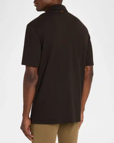 Zegna Men's Cotton Piquet Short-Sleeve Polo Shirt | Thumbnail 3