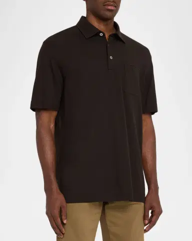 Zegna Men's Cotton Piquet Short-Sleeve Polo Shirt | Thumbnail 4